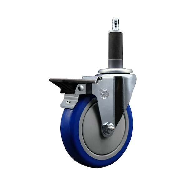5'' Blue Poly Swivel 1'' Expanding Stem Caster with Brake